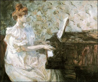 Voici une très jolie toile d'Henri de Toulouse lautrec représentant sa muse au piano :