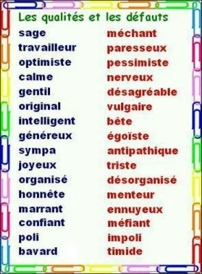 Quelles sont tes qualités ?