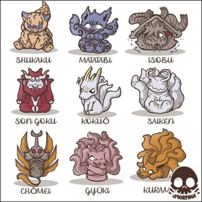 Comment s'appellent les neuf créatures gigantesques qui existent dans Naruto ?