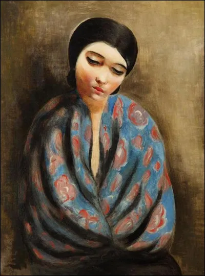 Quel peintre est l'auteur du tableau "Femme au châle bleu" ?