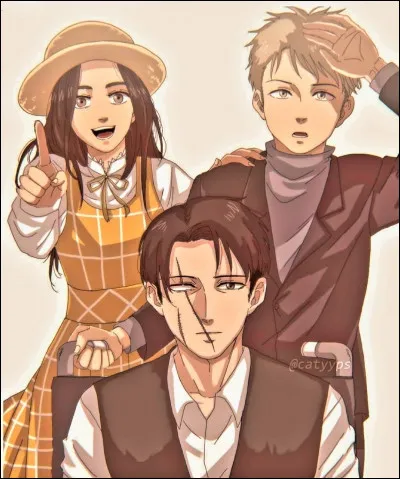 Comment s'appelle la fille qui se trouve auprès de Falco Grice et Livaï Ackerman ?