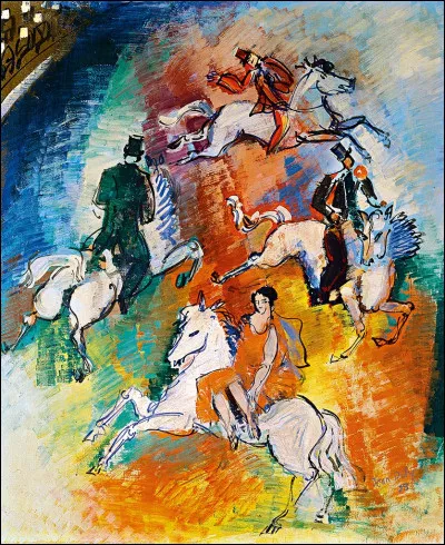 Son tableau, représentant des chevaux de cirque, s'intitule "Haute École" :