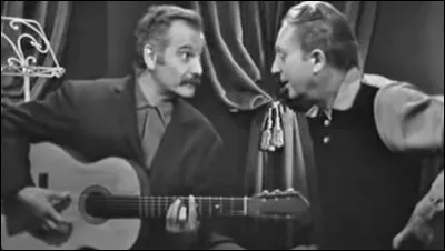 Brassens est un grand de la chanson française pour l'utilisation de son vocabulaire riche et varié. Le voici en compagnie d'un autre monstre de la chanson française. 
Lequel ?
