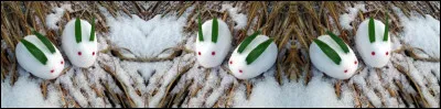 Sur quels éléments du bambou sacré les yeux et les oreilles de ces petits lapins (boules de neige) sont-ils prélevés ?