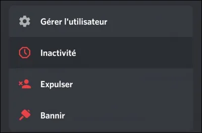 Le bouton "inactivité" empêche le membre de réagir, d'envoyer des messages et de rejoindre un salon vocal ou un salon de conférence.