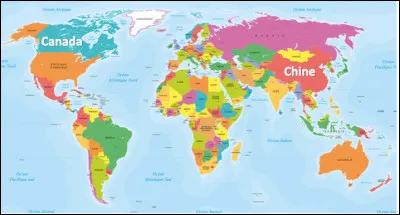 La superficie du Canada ( 9 984 670 km2) est-elle plus ou moins importante que celle de la Chine ?