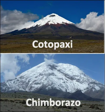 En Équateur, le volcan Cotopaxi (5 897 m) est-il plus ou moins haut que le volcan Chimborazo ?