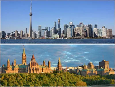 La ville de Toronto (2 956 000 habitants) est-elle plus ou moins peuplée que la ville d'Ottawa, capitale du Canada ?