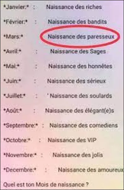 Ton mois comporte...