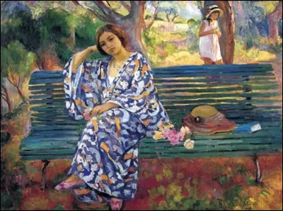 Qui a peint "Sur le banc vert à Sanary" ?