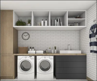 Dans un abri de jardin, l'ensemble du matériel est présent pour que vous puissiez faire votre lessive afin d'avoir des vêtements et linges propres. Quel est le nom de cette pièce ?