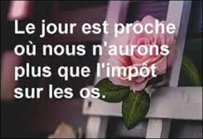 Citation : 
Pour terminer une petite citation. 
Qui a dit : 
''Le jour est proche où nous n'aurons plus ''l'impôt'' sur les os'' ?