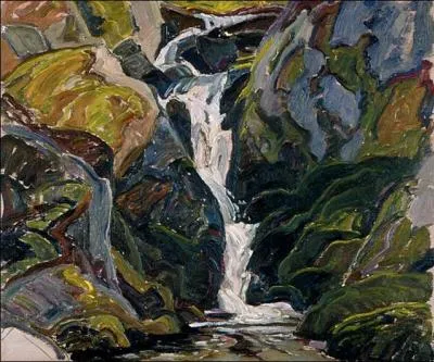 Qui est le crateur de l'oeuvre suivante : 'Chutes prs du lac Nellie', huile sur contre-plaqu, v. 1939 ?