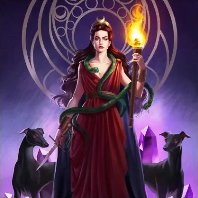 Quelle d&eacute;esse grecque lunaire associ&eacute;e &agrave; la face sombre de l�astre a des capacit&eacute;s de divination et de sorcellerie ?