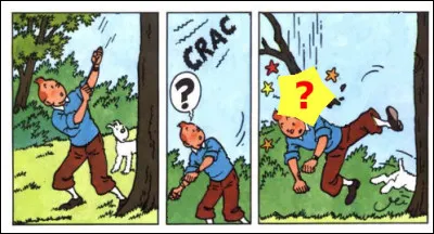 Tintin aussi prend des coups, lorsqu'il le cherche. Que lui arrive-t-il sur le coin de la figure ?