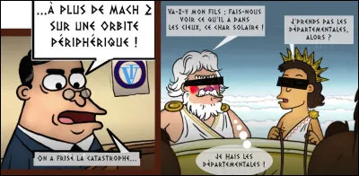 « Les adultes sont souvent responsables ! Pour preuve, ce haut personnage - avec une alcoolémie de 500 g/l - avait laissé les rennes* à l'un de ses fils : ils ont été flashés... ». Qui conduisait alors ?