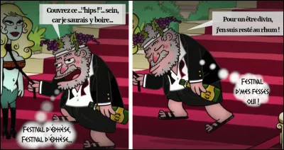 « Et l'exemple donné par les stars olympiennes ? Qu'on se rappelle la navrante prestation de M. Dionysos au festival cinémythologique d'Éphèse, dans un texte classique de... »