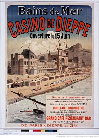 La vie d'une station "à la mode" est liée à son établissement des bains mais aussi à l'ouverture d'un casino qui deviendra vite le moteur du développement de la station. Quelle est la ville qui en 1822 figure parmi les précurseurs et qui a été la toute première à offrir aux villégiateurs ce nouveau mode de vie balnéaire ?