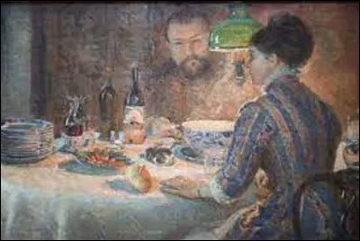 Je transgresse un peu ce quiz, en vous faisant chercher une femme impressionniste, car il n'y a pas que les hommes qui ont immortalisé leurs épouses. En 1877, quelle artiste s'est représentée avec son mari en train de souper, sur cette toile intitulée ''Sous la lampe'' ?