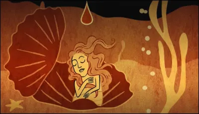 Pour la gestation d'Aphrodite, ce ne fut pas triste non plus. De quoi serait-elle née, d'après la* légende ?