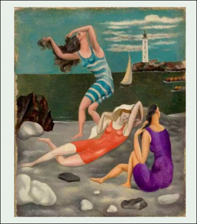 Réalisée en 1918 cette huile sur toile représente "Les baigneuses à Biarritz". Qui est le peintre profitant de son voyage de noces avec une certaine Olga pour reproduire cette ambiance des bains de mers ?