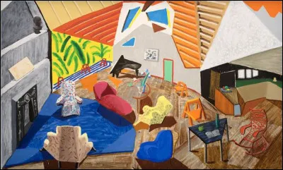 Voici un living plus coloré et plus joyeux qui représente un intérieur à Los Angeles. De qui est cette peinture ?