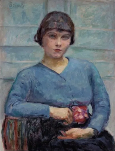 Qui a peint "Jeune fille en bleu, à la rose" ?