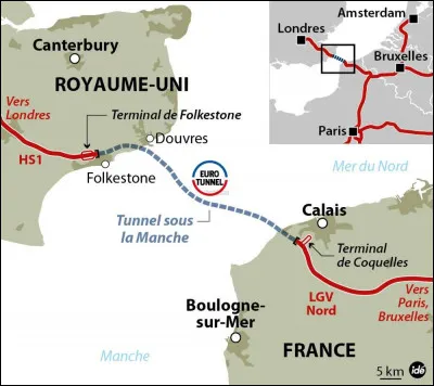 Quel est le nom du tunnel sous-marin entre Calais et Douvres ?