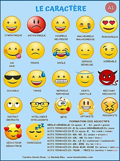 Ton caract&egrave;re est :