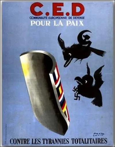 Tentative de mise en place d'une Europe de la défense avec ce traité instituant une Communauté européenne de défense (CED) entre six Etats, signé le 27 mai. C'était il y a ...