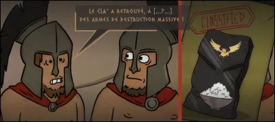Léonidas annonce que la Perse veut envahir la Grèce : plus grave encore, l'un des soldats - qui s'exprime en vers - confirme que ... (Complétez sa phrase et trouvez ce qu'est le CIA !)