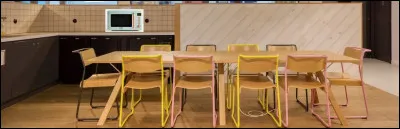 Le personnel de la clinique peut se rendre dans la salle de réunions pour déjeuner. Quel objet ne fait pas partie du décor original ?