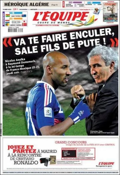 Les rcidivistes... Anelka s'tait dj fait plus ou moins virer de l'quipe de France pour ses propos envers le slectionneur Jacques Santini en 2003. Qu'avait-il dit ?
