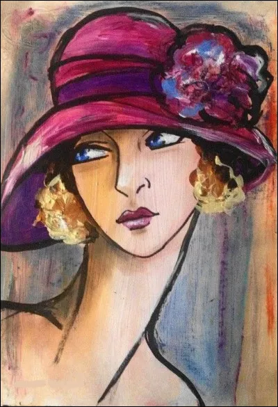 Qui est l'artiste de cette uvre représentant une femme au chapeau fleuri ?