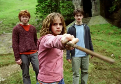 Hermione menace Drago avec sa baguette pour sêtre moqué de Buck après lavoir épargner dun mauvais sort. Que fait-elle ?