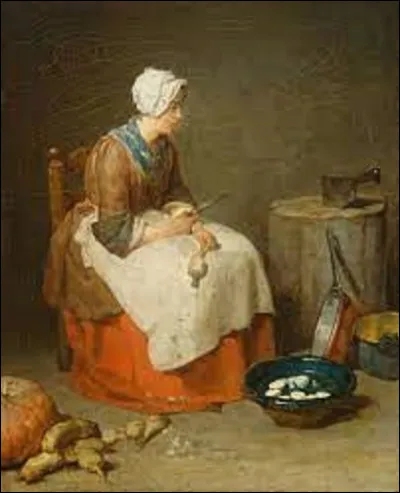 Peintre surtout reconnu pour ses natures mortes, ses peintures de genre et ses pastels, il nous présente ici un de ses tableaux exécuté en 1738, intitulé ''La Fille de cuisine''. De qui est cette toile ?
