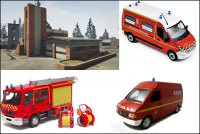 En cas d'incendie, des personnes coincées dans un manège, pour assurer un transport vers un hôpital hors du parc, notre caserne de pompiers dispose de trois engins. Nommez-les !
