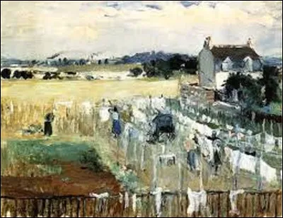 Quel membre de la famille Manet, a immortalisé cette scène nommée ''Percher de blanchisseuses'', en 1875 ?