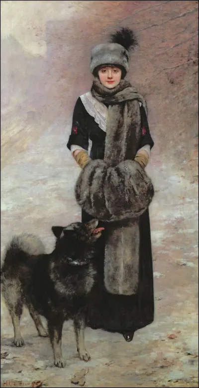 Qui a fait le portrait de son épouse, avec manchon, écharpe et toque en fourrure ?