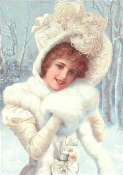 Fourrure blanche sur fond de neige pour cette jolie personne repr&eacute;sent&eacute;e par l'artiste :