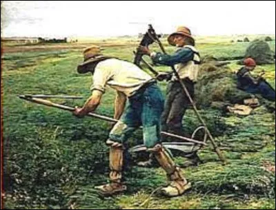 Quel naturaliste a représenté cette scène en 1880 intitulée ''Les Faucheurs de luzerne'' ?