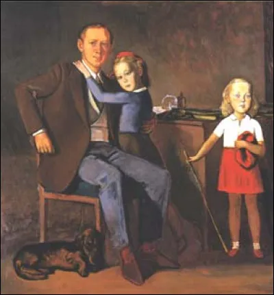 Voici enfin Louis de Chollet et ses filles, sur la toile du peintre :