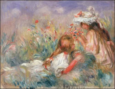 Qui a représenté ces deux fillettes assises parmi les fleurs" ?
