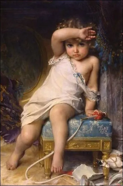À qui doit-on ce tableau représentant un enfant assis sur un pouf ?