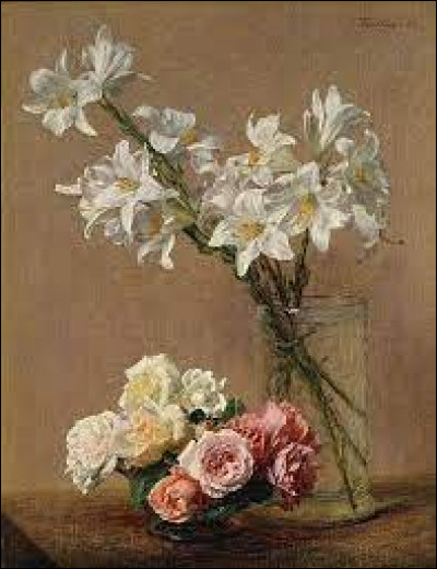 Qui a peint ce tableau intitulé "Roses et fleurs de Lys" ?