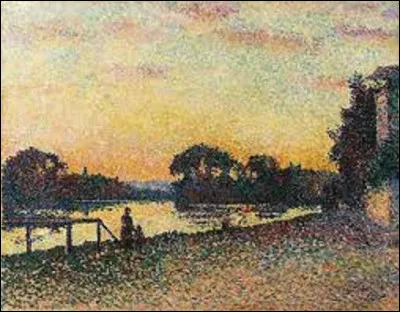 Huile sur toile peinte vers 1889, ''Bords de Seine à Herblay, coucher de soleil'' est une peinture réalisée par un néo-impressionniste. De quel artiste est ce tableau ?