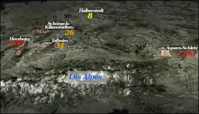 Quelques sites occupés durant cette période (de - 4 700 à - 3 600) recèlent néanmoins autre chose qu'un monde idyllique : qu'indiquent les nombres sous le nom des sites ?