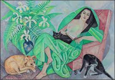 ''Portrait de Marika avec son chien et ses chats'', est une huile sur toile réalisée par une cubiste d'origine russe en 1968. Quelle artiste a dépeint sa fille dans ce tableau ?