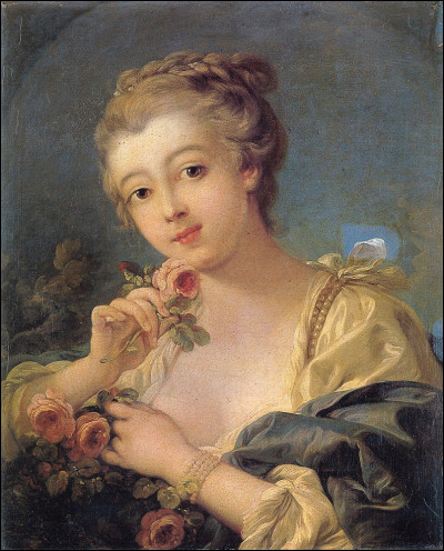 Quel peintre français du XVIIIe a réalisé "Jeune fille au bouquet de roses" ?