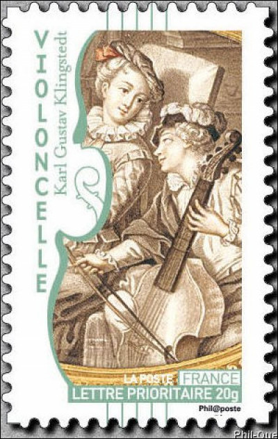 Ce timbre (authentique) présente un violoncelle : êtes-vous d'accord ?